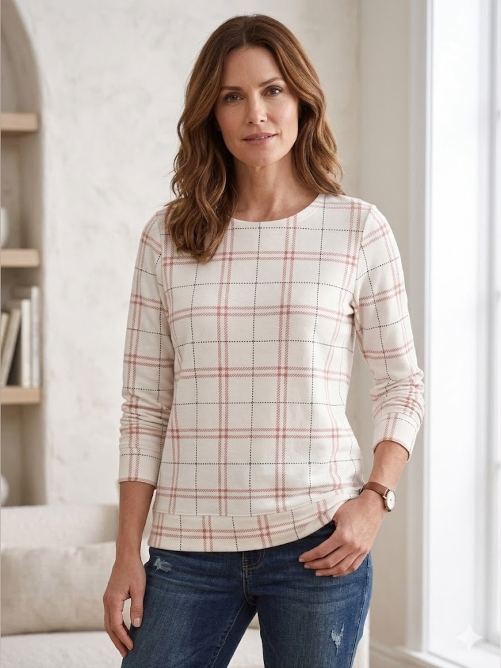 EUC Croft & Barrow Women’s Plaid Super Soft Pullover Sweatshirt, size Large